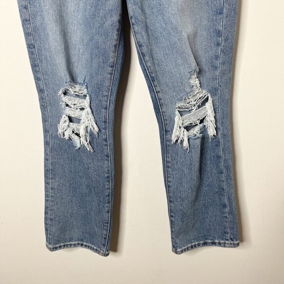 Good American Good Boy Destructed Womens Jeans 2/26 Distressed Indigo Light Wash - Picture 4 of 8